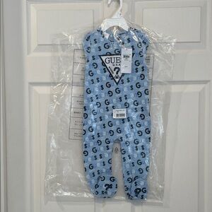 GUESS Unisex Baby Eco All Over Print Interlock Footed  Onesie  New with Tags